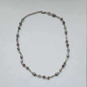 Pearl and Multicolor Bead Necklace